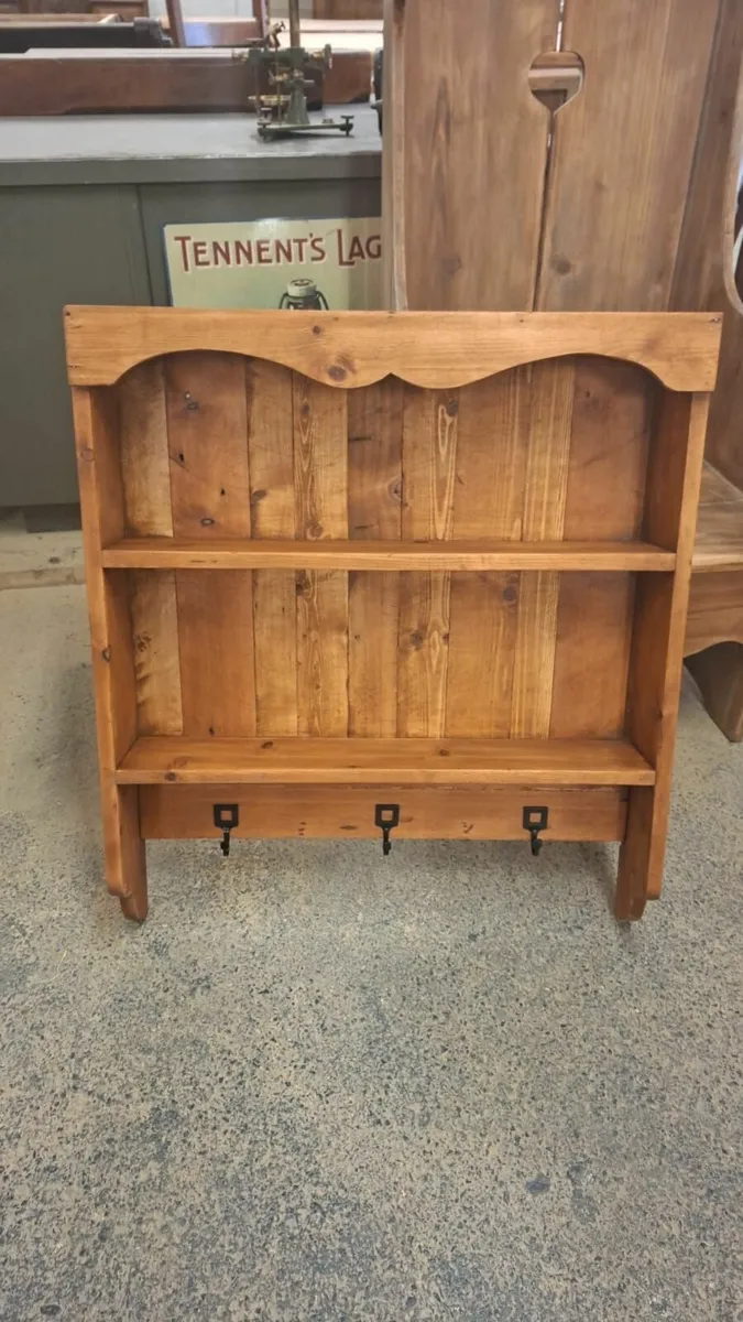 Vintage reclaimed pine wall hanging shelving unit - Image 1