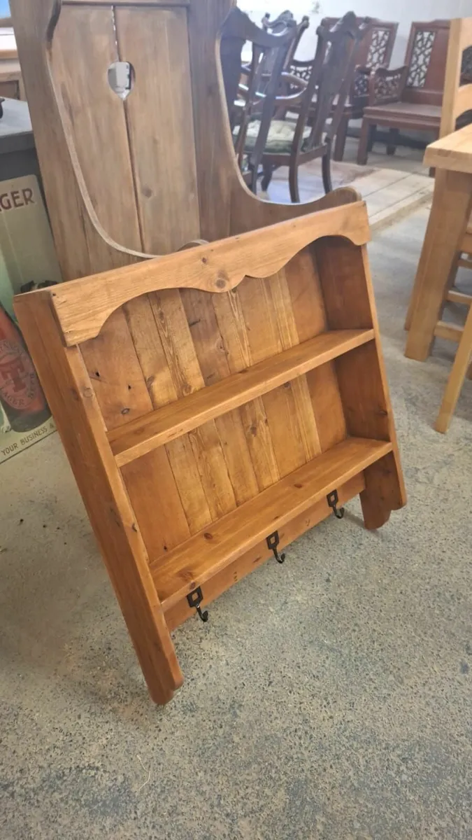 Vintage reclaimed pine wall hanging shelving unit - Image 3