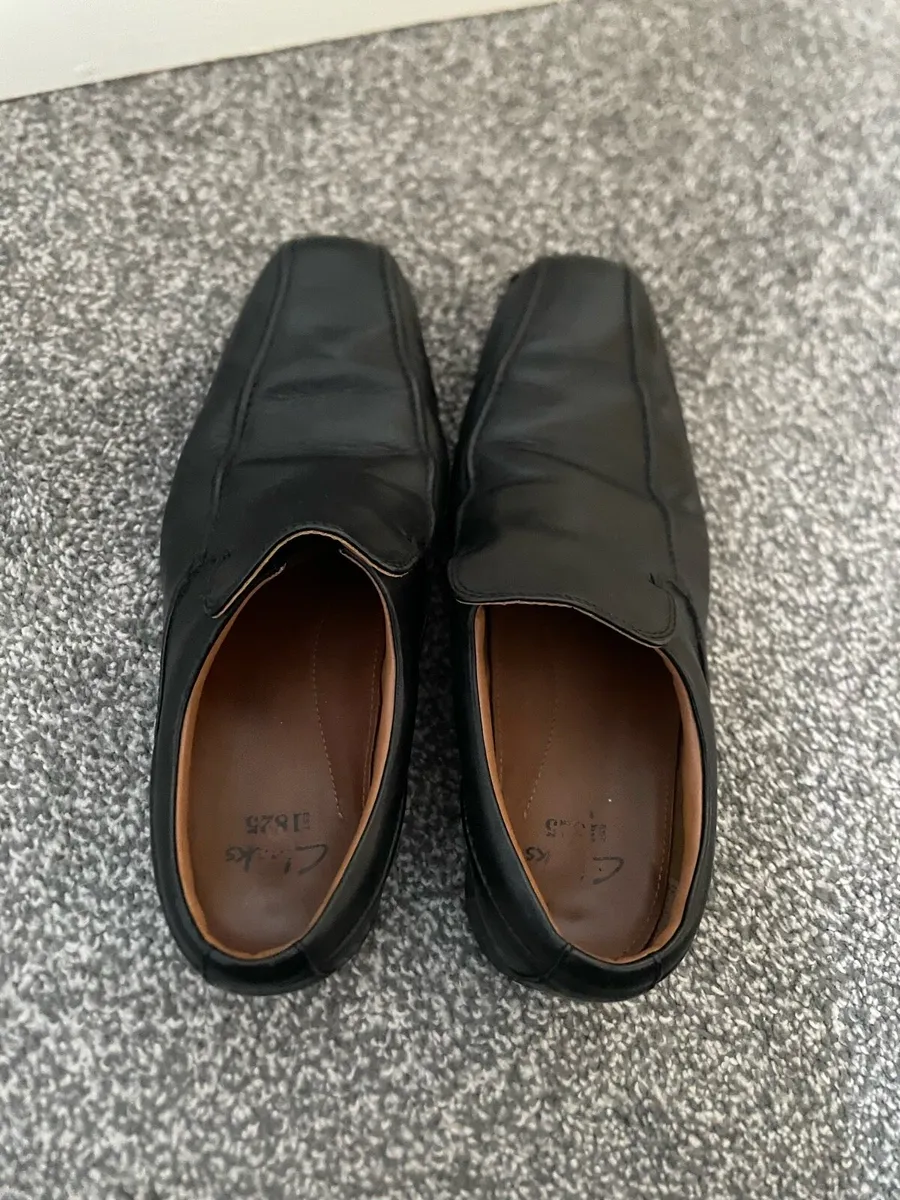 Clark’s Black Leather Slip on Shoes - Image 1