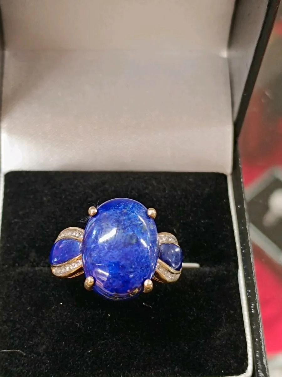 Lapis Lazuli & Diamond Ring, 9k Yellow Gold - Image 1