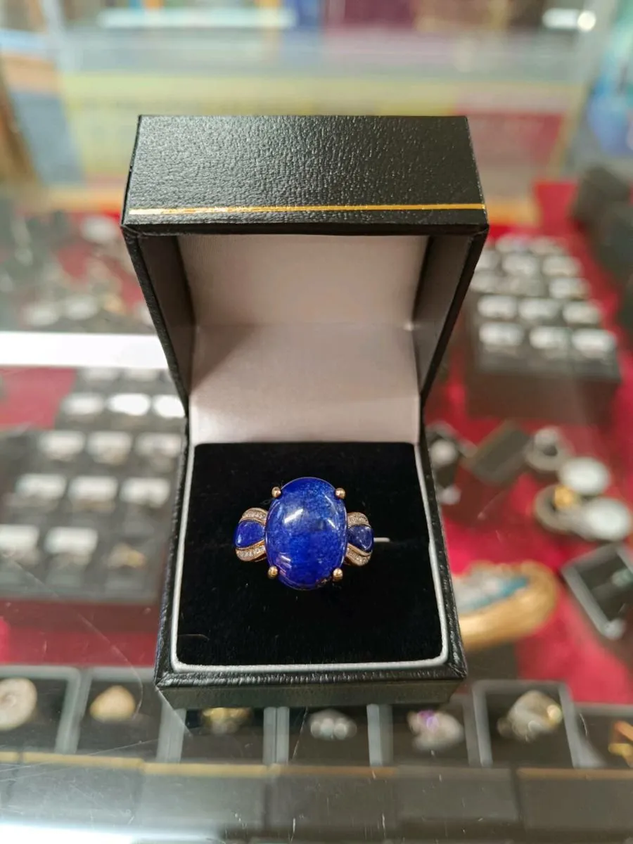 Lapis Lazuli & Diamond Ring, 9k Yellow Gold - Image 2