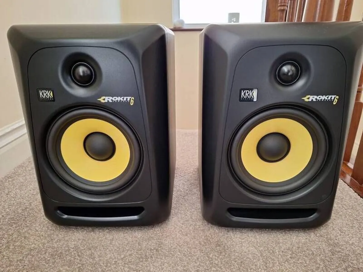 KRK Rokit 6 speakers with floor stands - Image 1