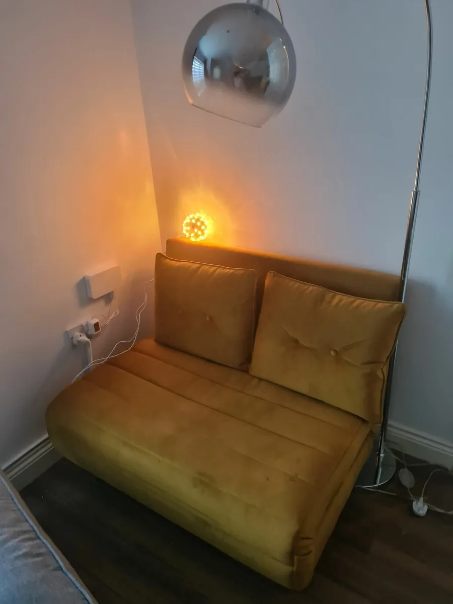Small mustard gold Sofa bed - Image 1