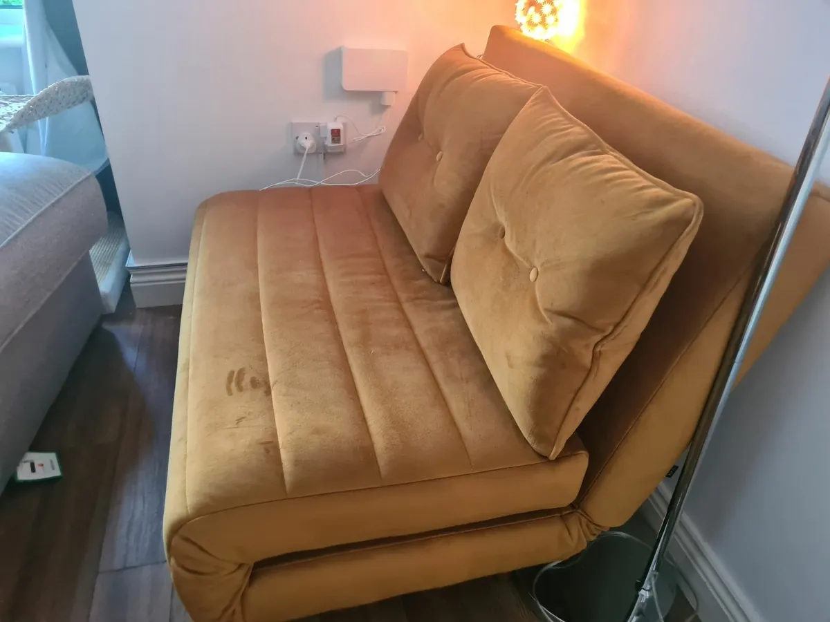 Small mustard gold Sofa bed - Image 3