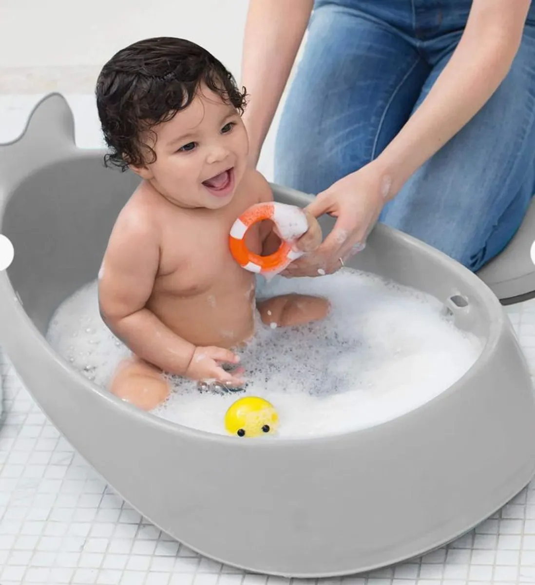 Moby 3 Stage Baby Bath - Grey - Image 1