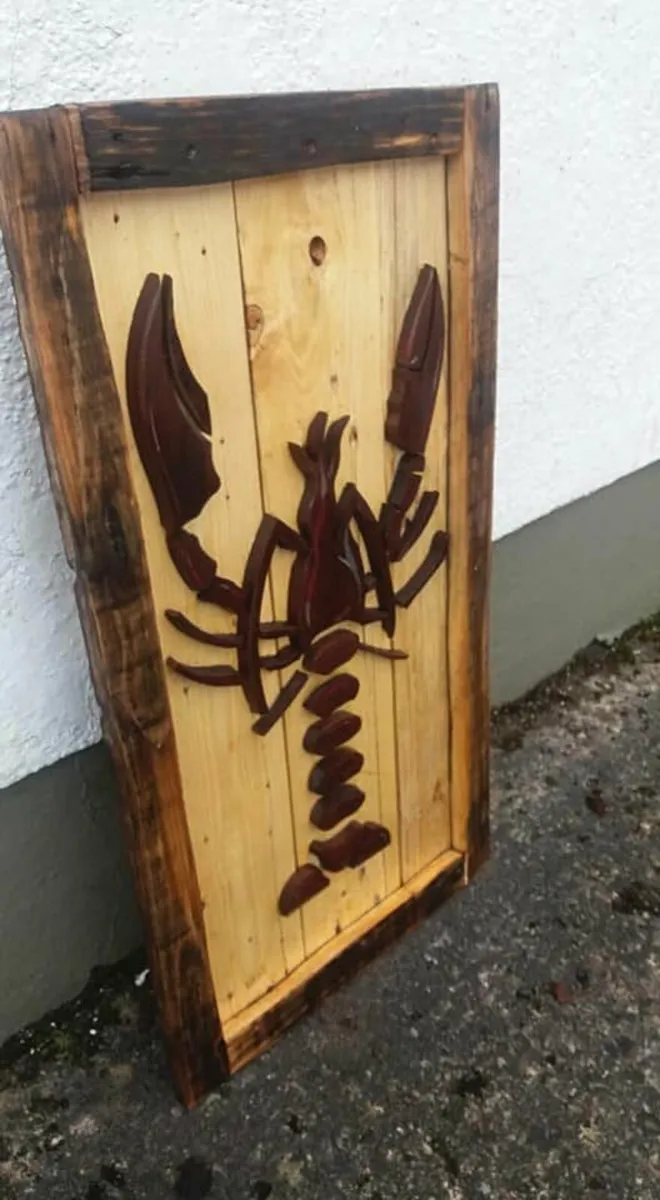 Rustic Hardwood Woodart Of A Lobster - Image 2