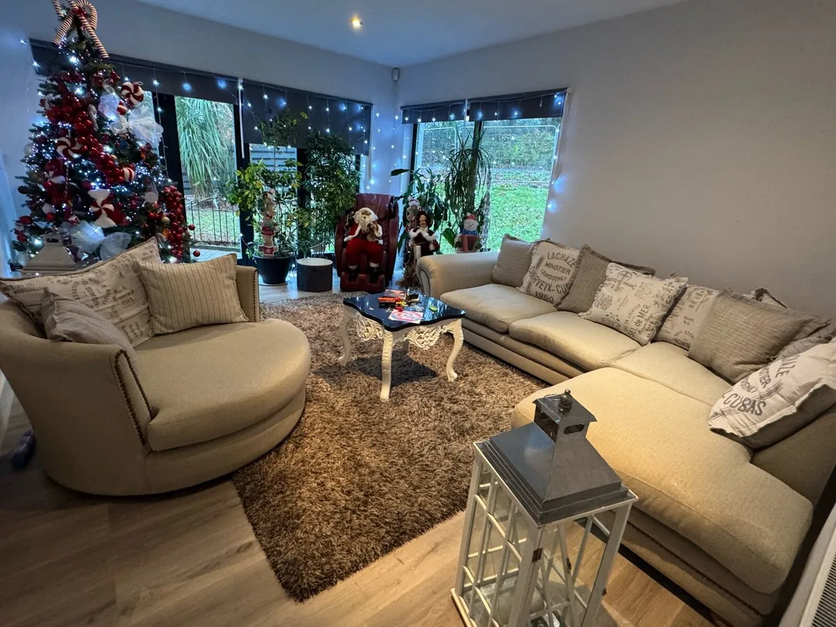 Reduced DFS corner suite+cuddle chair+ footstool - Image 1