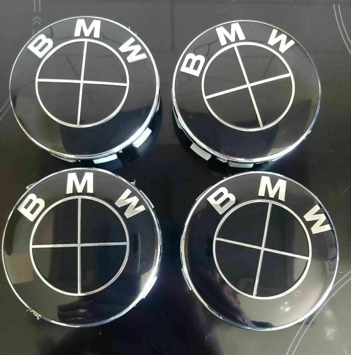 4 x All Black BMW Centre Caps (68mm) Free Post - Image 1