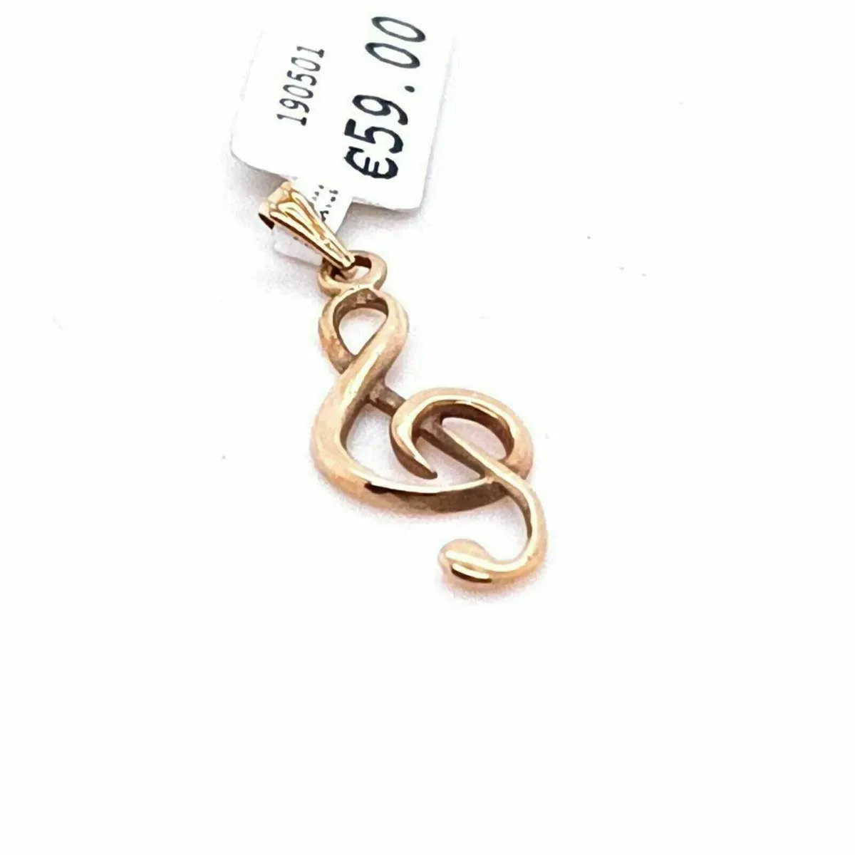 9k Yellow Gold Treble Clef Pendant / Charm - Image 3