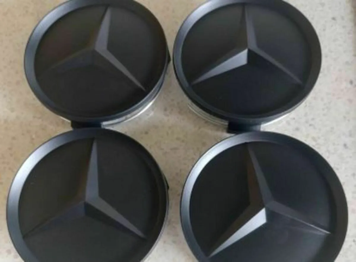 Chrome & Black Mercedes Caps  - FREE POST - Image 1