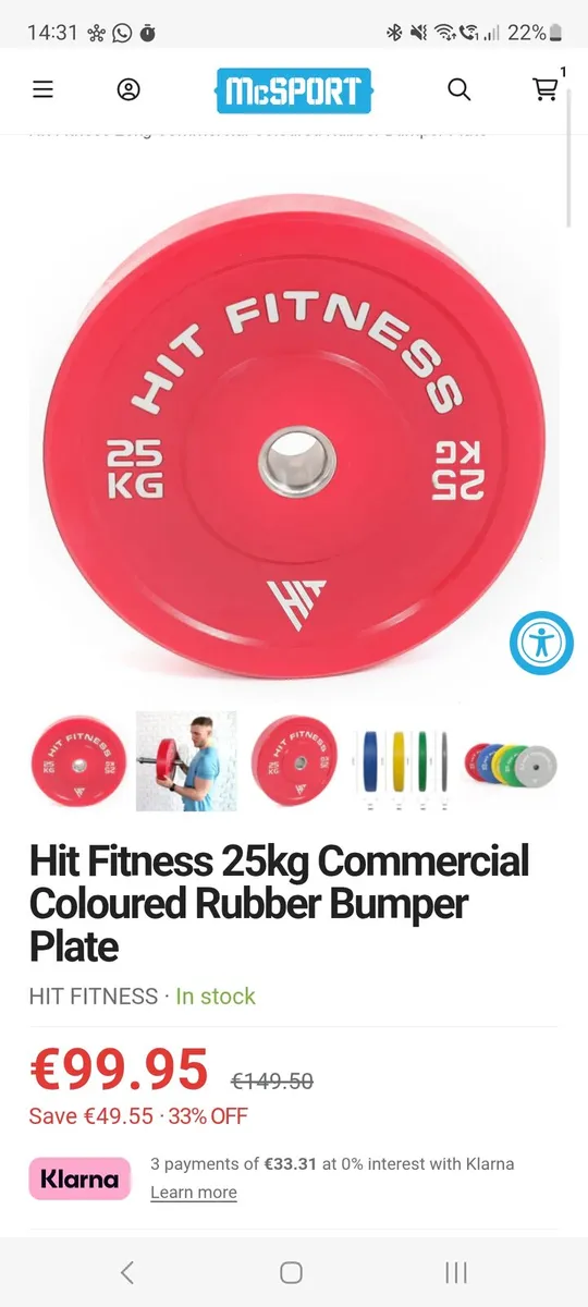 2 x 25kg bumper plates - Image 2