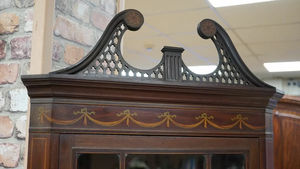Edwardian Inlaid Corner Display Cabinet - Image 3