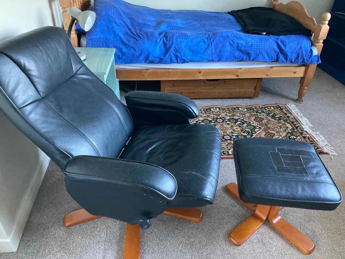 Recliner chair and foot stool - Image 1