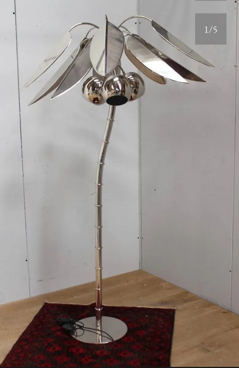 Vintage 1980s designer chrome palm tree lamp - Image 2