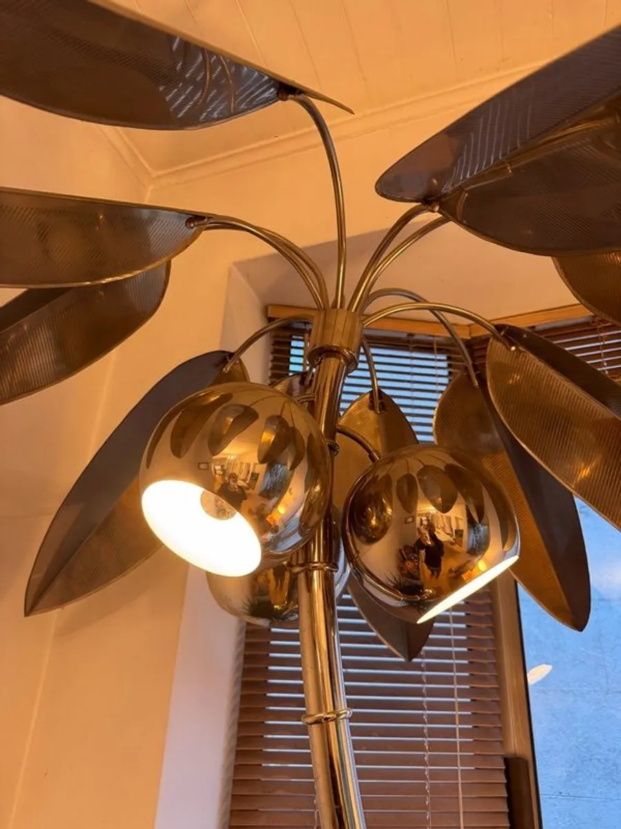 Vintage 1980s designer chrome palm tree lamp - Image 4