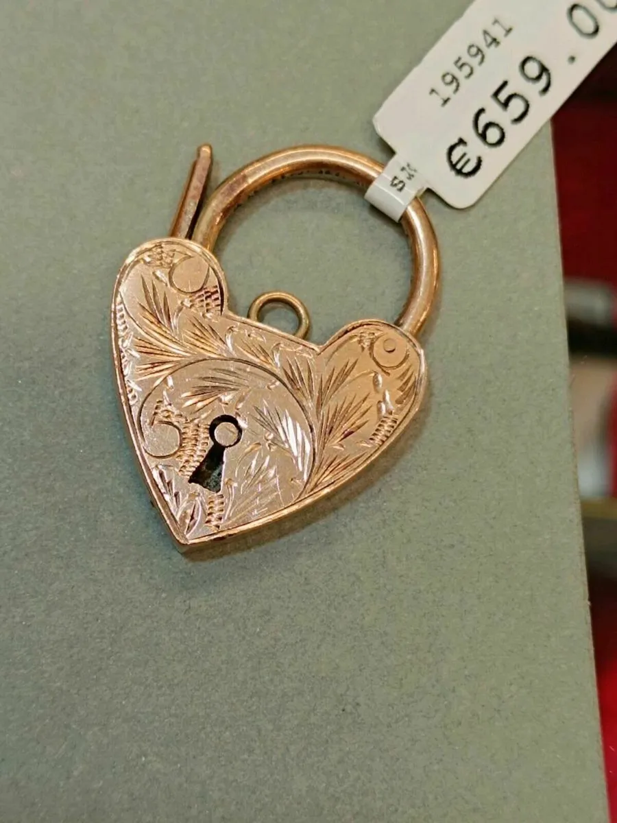 Antique 9k Rose Gold Heart Lock - Image 2