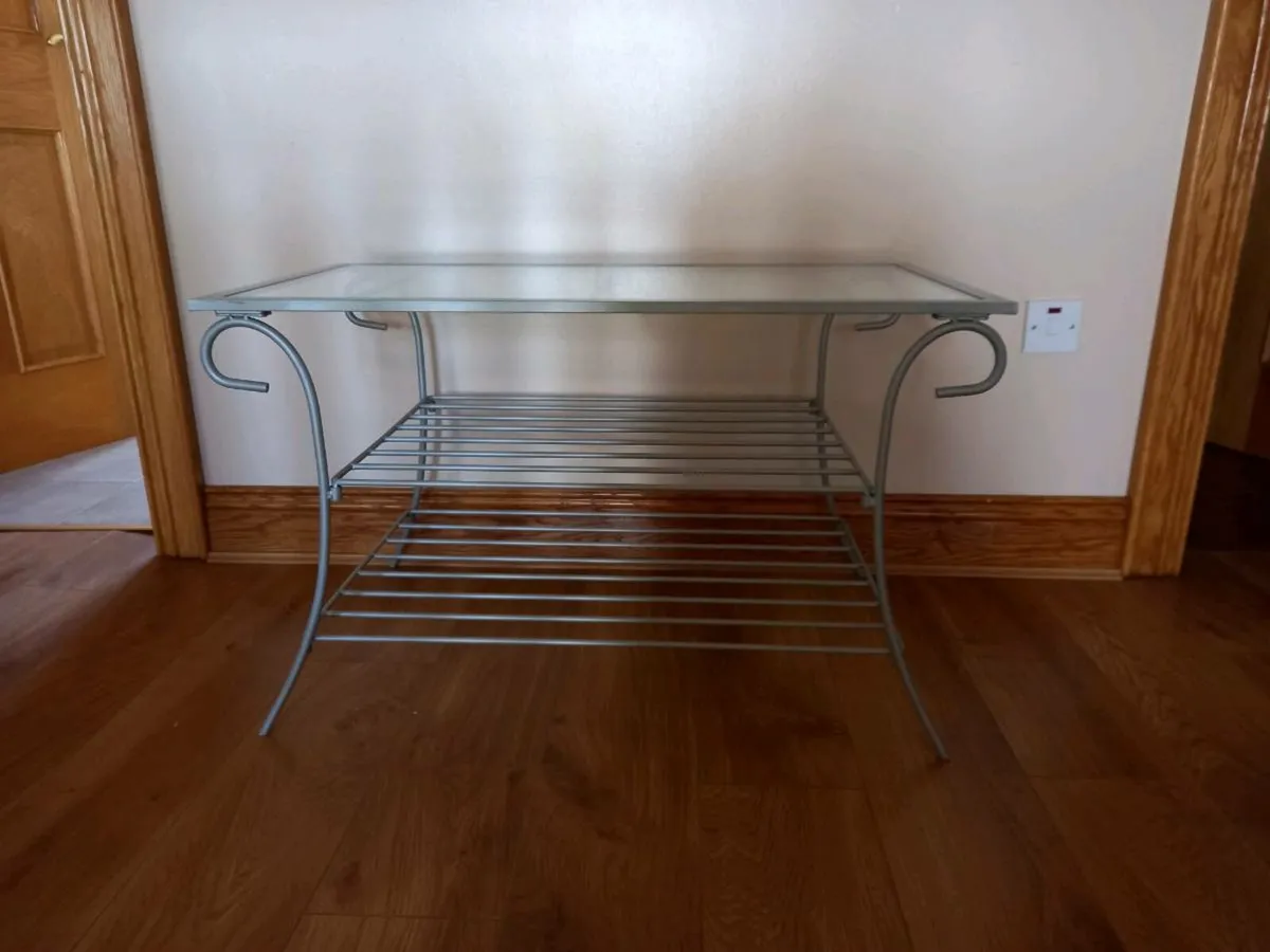 Glass Metal Frame Coffee Table - Image 3