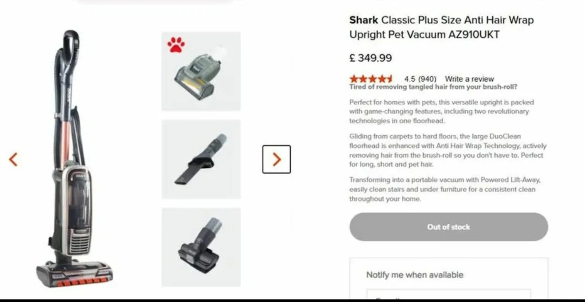 Shark Upright Anti-Hair Wrap Pets Vacuum - Image 3