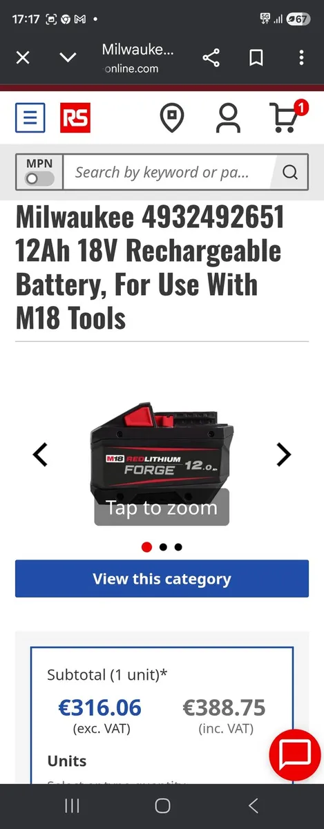 Milwaukee Consaw Concrete Saw with 12 AH Battery - Image 2