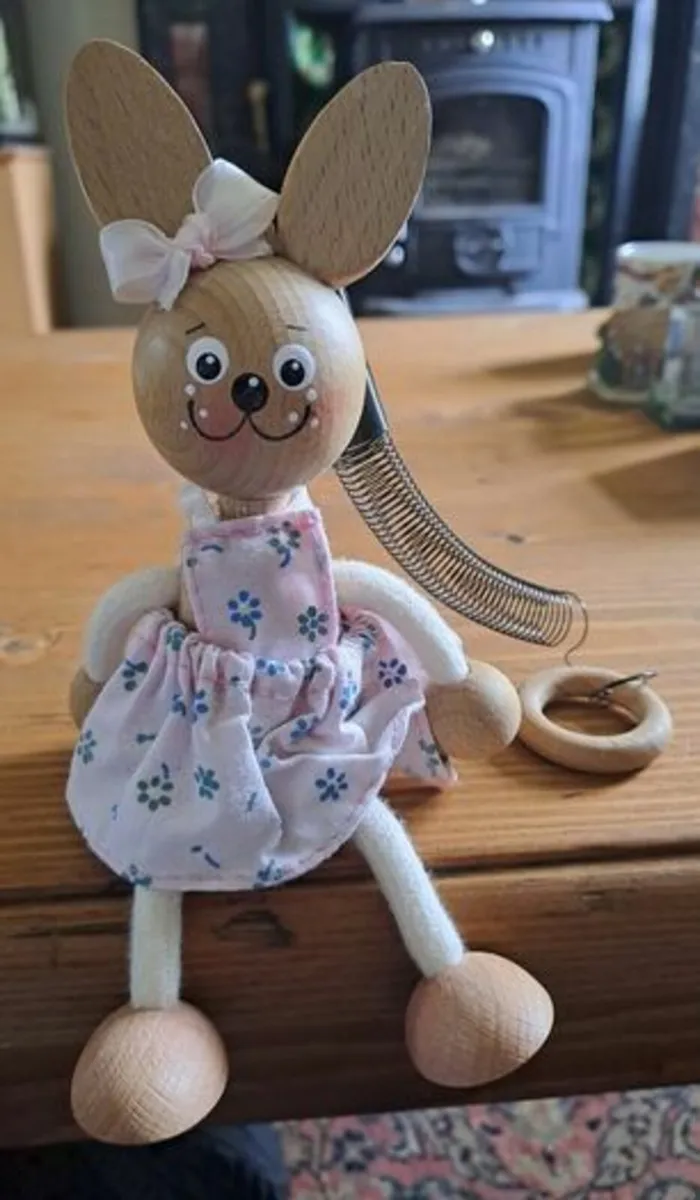 Bunny Bouncy spring wooden toy - Image 1
