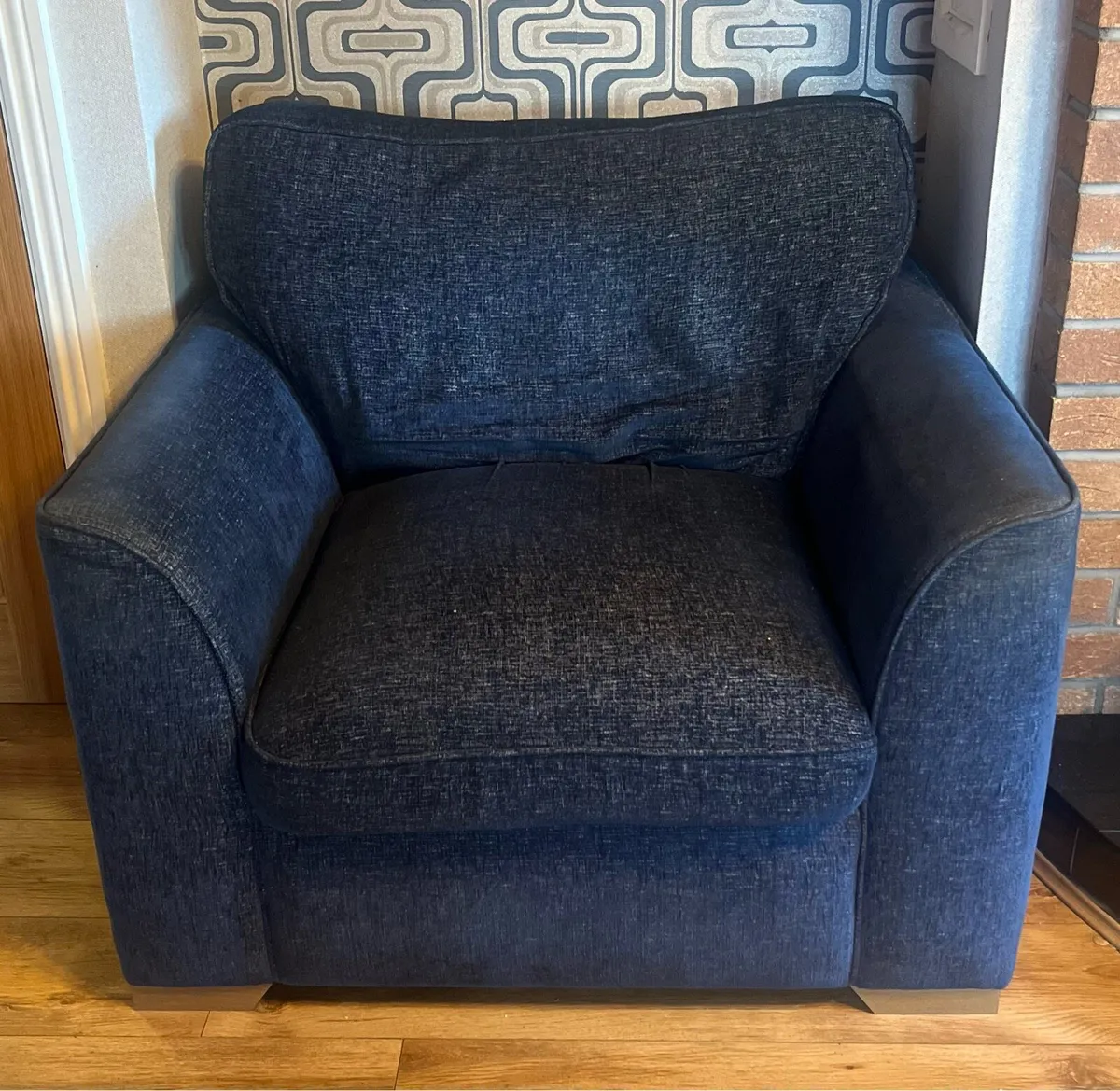 Corner Couch with Single Arm Chair with Pouffe - Image 1