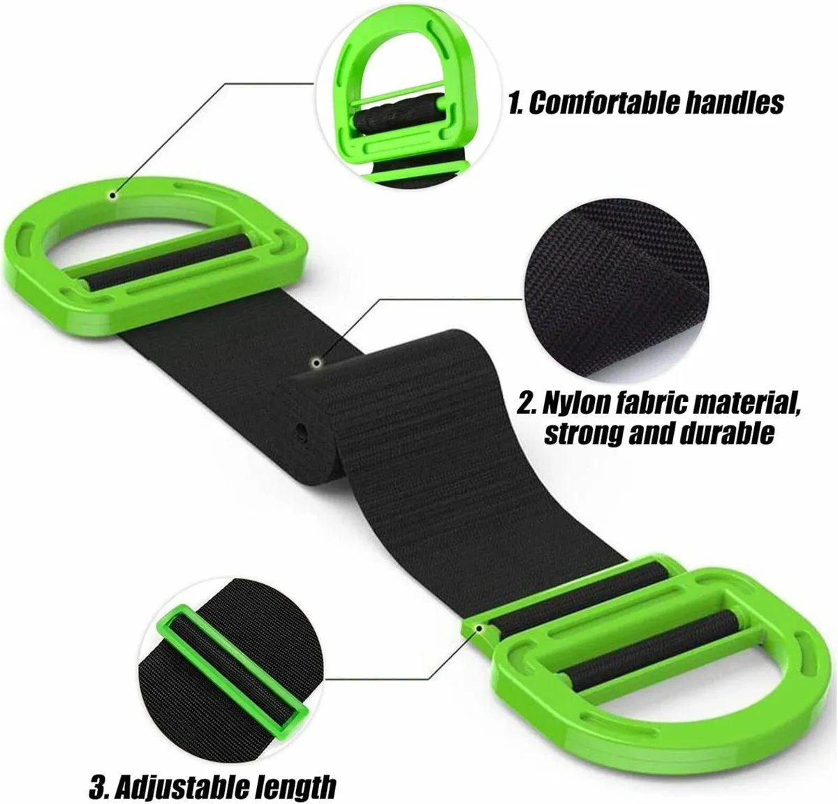 2 PACK Adjustable Lifting Moving Straps, with 2 Pa - Image 2