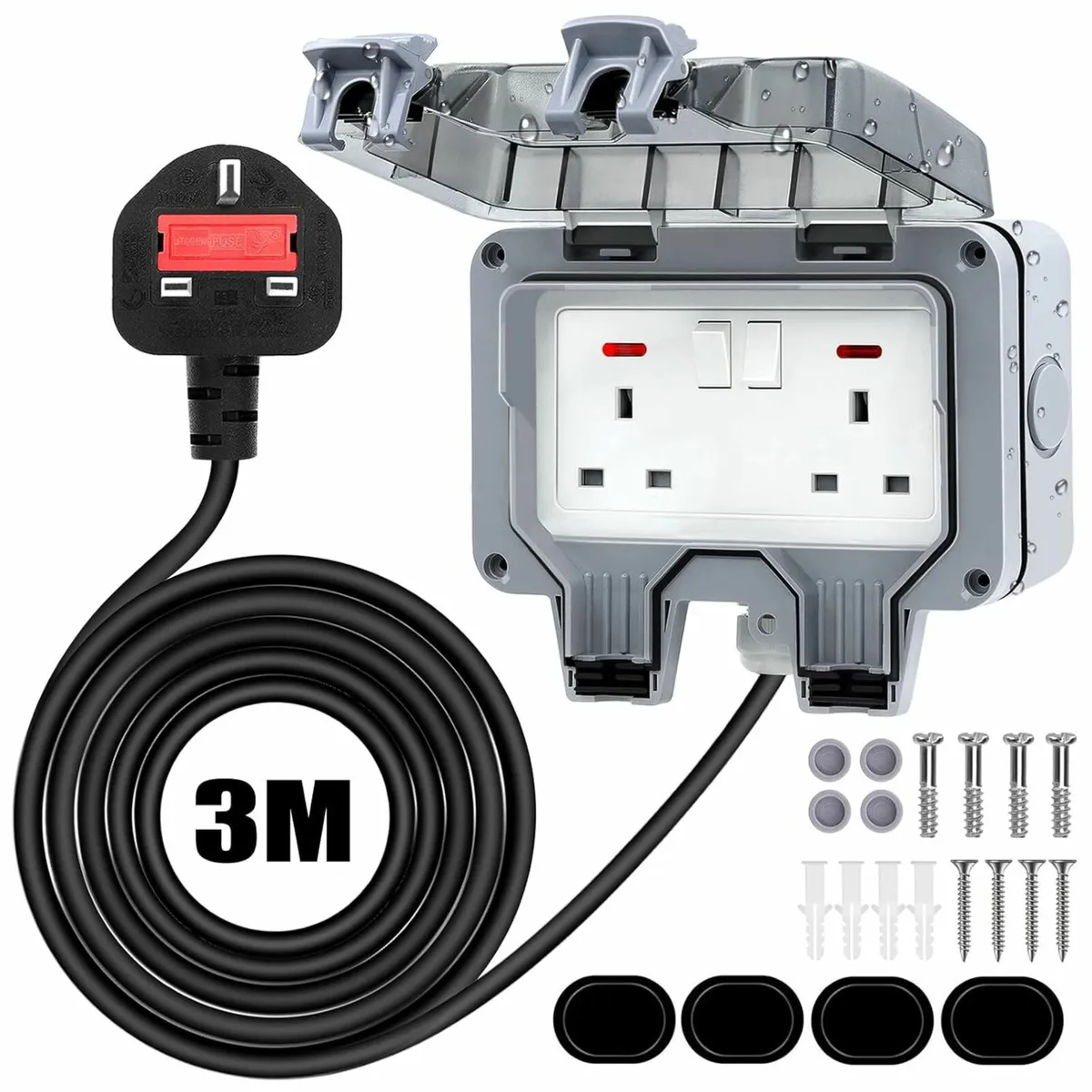 Outdoor Socket Waterproof Double Socket 3M Extensi