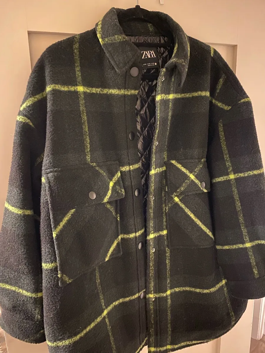 ZARA Quilted Plaid Shacket Jacket | Black & Green - Image 4