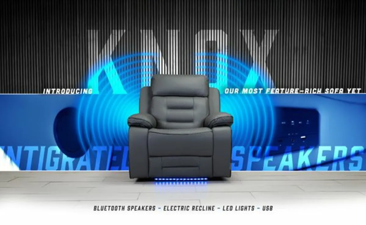 Knox 3+2 Dark Grey Electric Leather Recliner Sofa - Image 4
