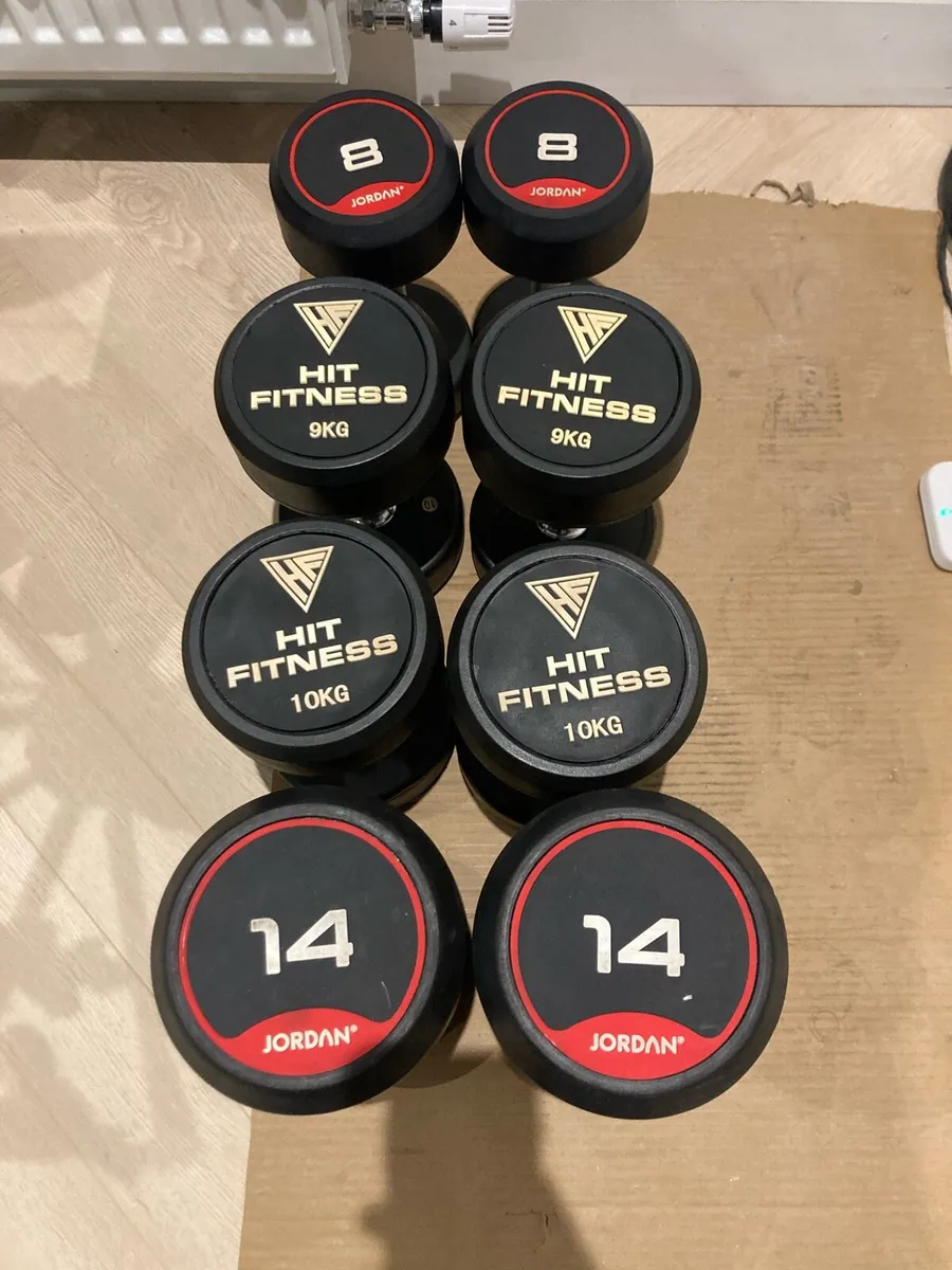 Dumbbells Rubber Round (8-14kg) - Image 1