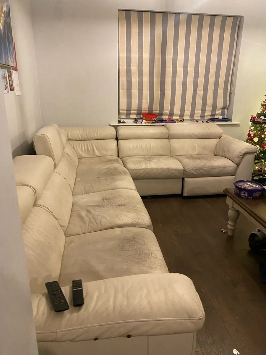 Free Cream leather corner sofa electric recliner - Image 2