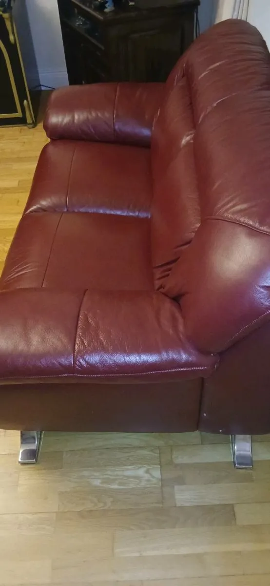 Red leather sofa - Image 1