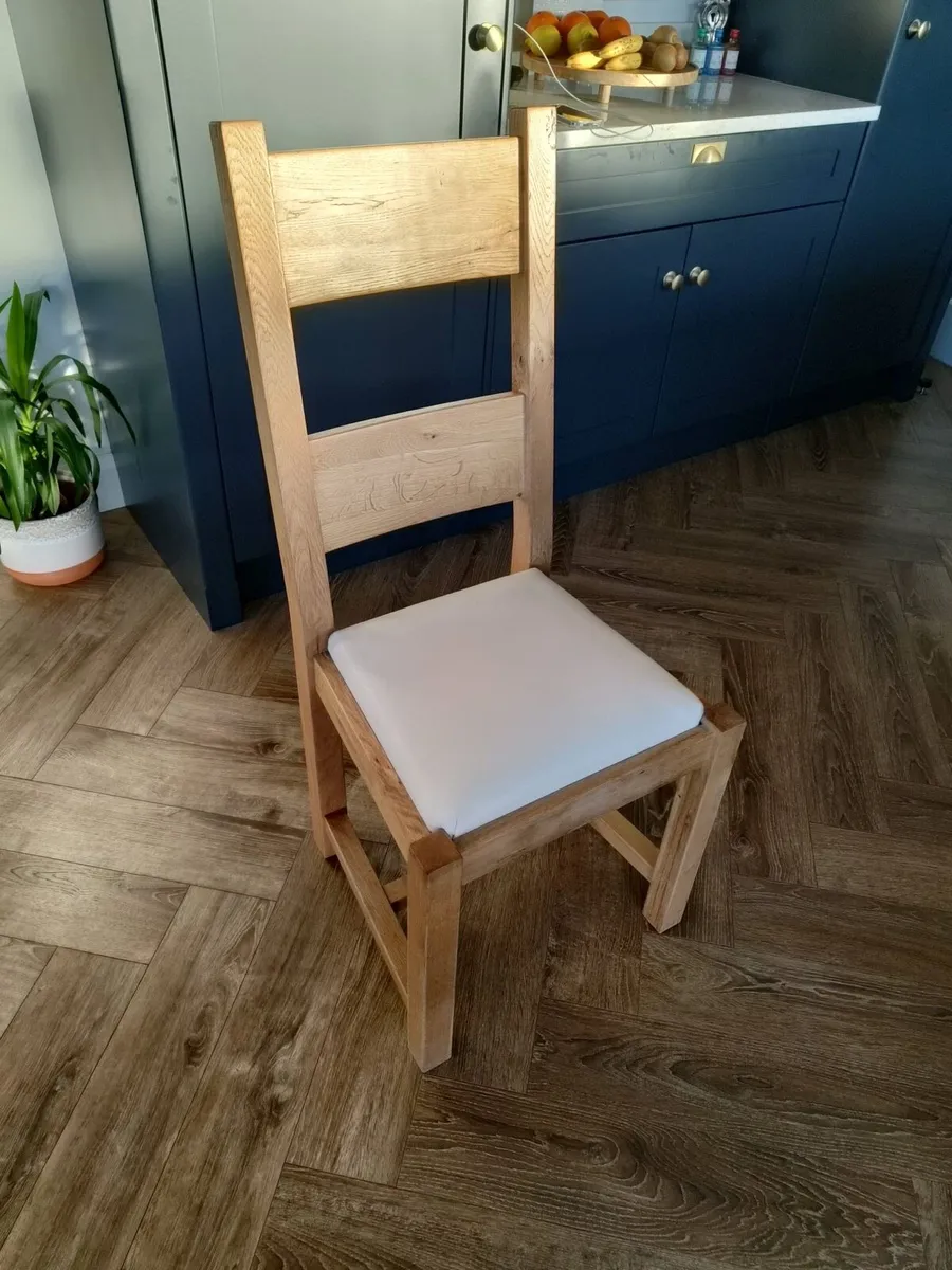 5 Solid Oak Dining Chairs - Image 1