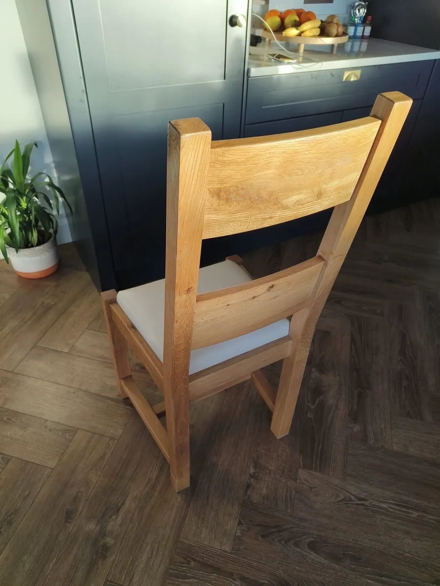 5 Solid Oak Dining Chairs - Image 2