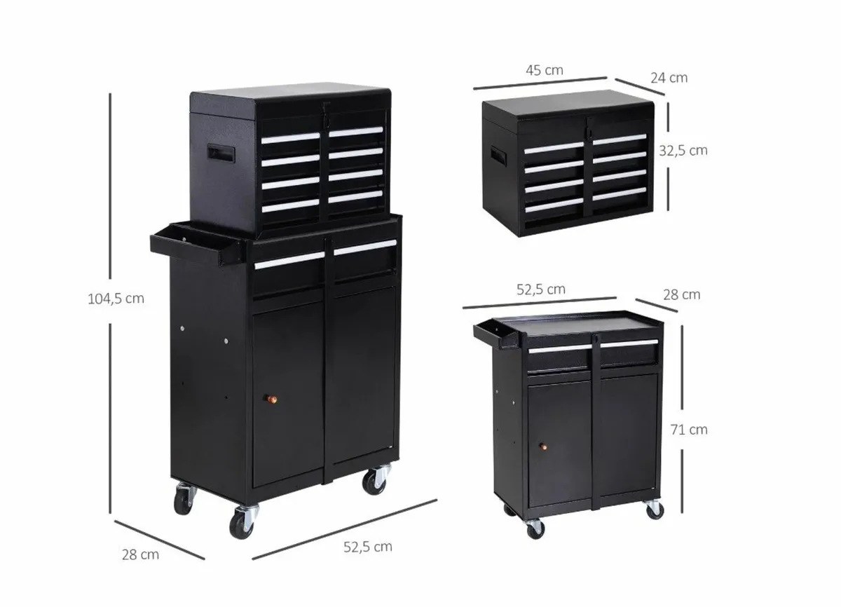 Heavy-Duty Rolling Tool Cabinet with Top Chest & D - Image 2