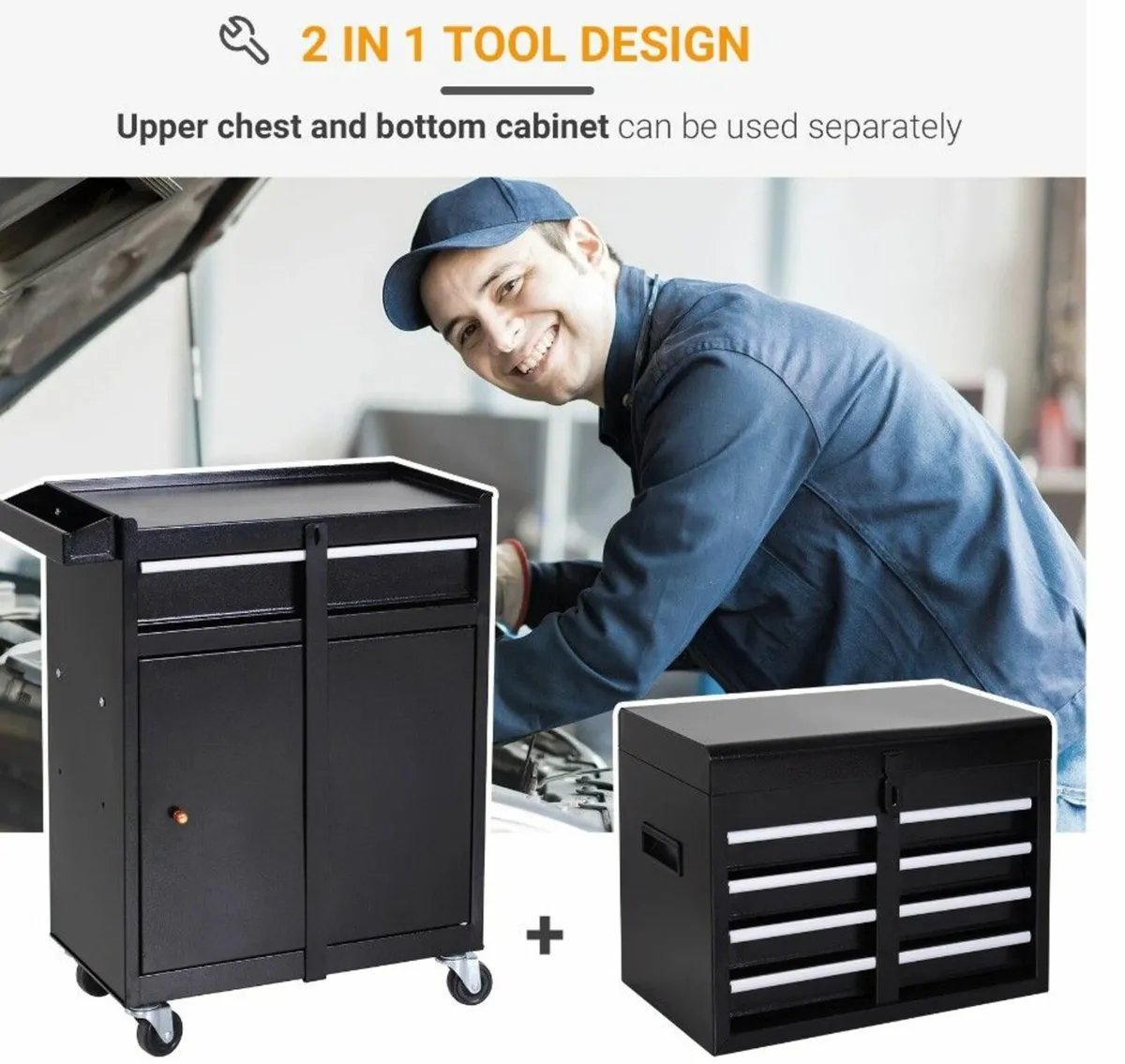 Heavy-Duty Rolling Tool Cabinet with Top Chest & D - Image 3