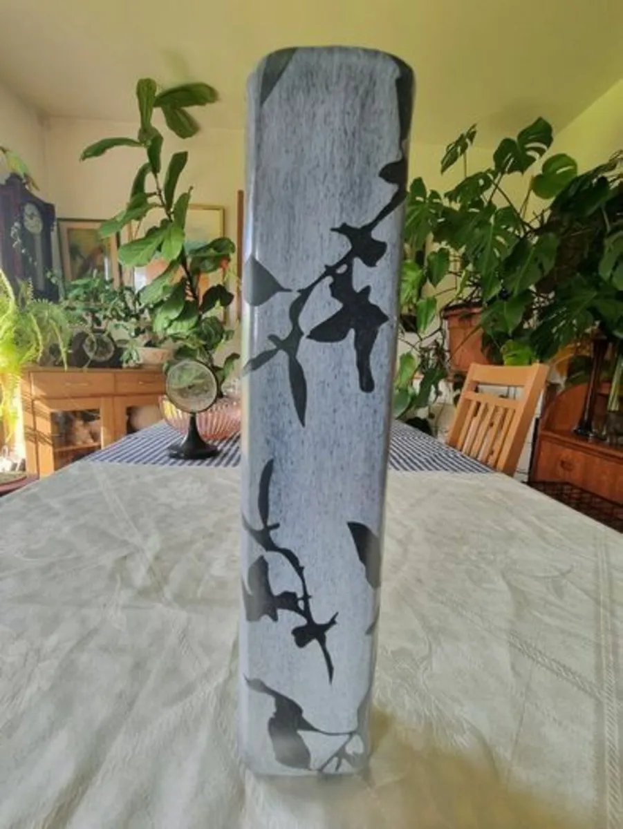 Large Cylindrical Engraved Glass Vase - Image 1