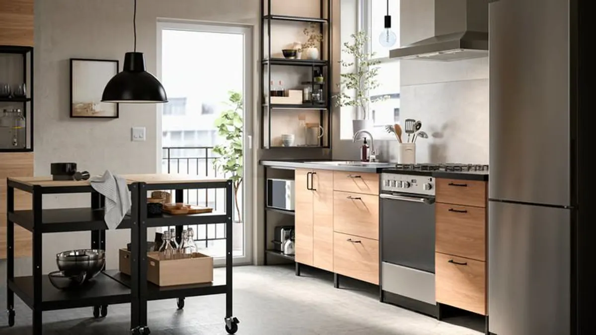 Ikea Ehnet Kitchen Unit Oak Doors - Image 2