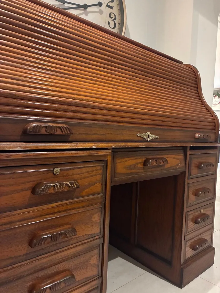 Antique roll top writing desk - Image 2