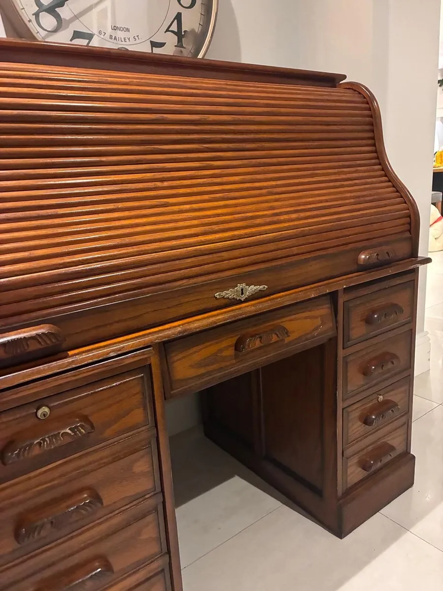 Antique roll top writing desk - Image 3