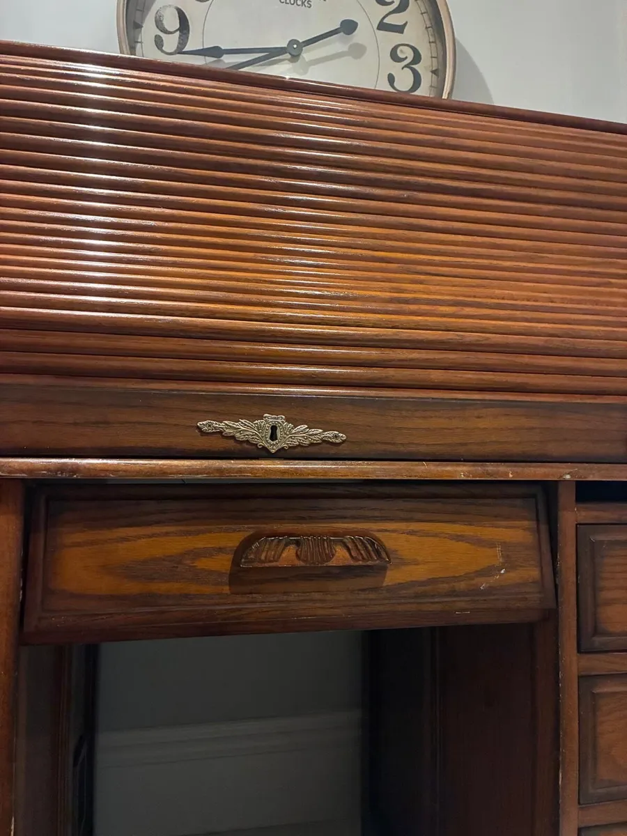 Antique roll top writing desk - Image 4