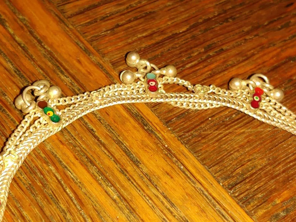 RARE, ANKLE BRACELET, 9"Long Real Silver Hand Made - Image 2