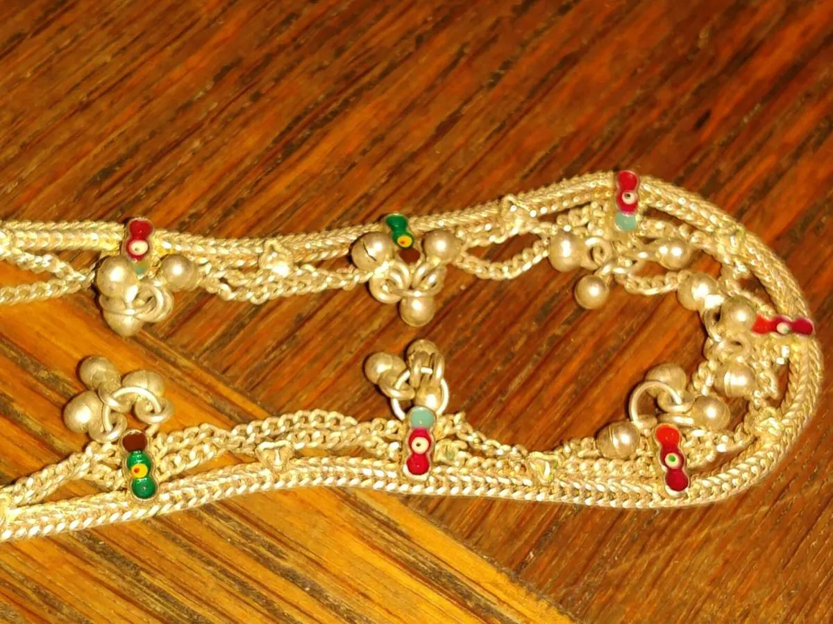 RARE, ANKLE BRACELET, 9"Long Real Silver Hand Made - Image 4