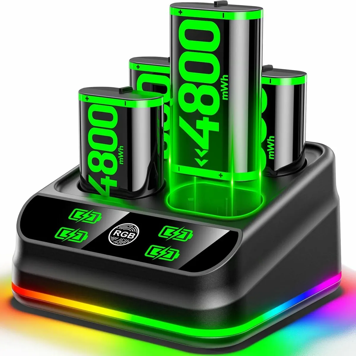 Charger with 4x4800mWh Rechargeable Battery Pack f