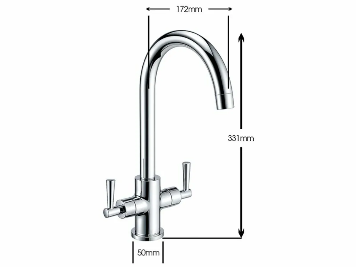 Kitchen Sink Mixer Tap | Chrome Faucet Swan Neck - Image 4