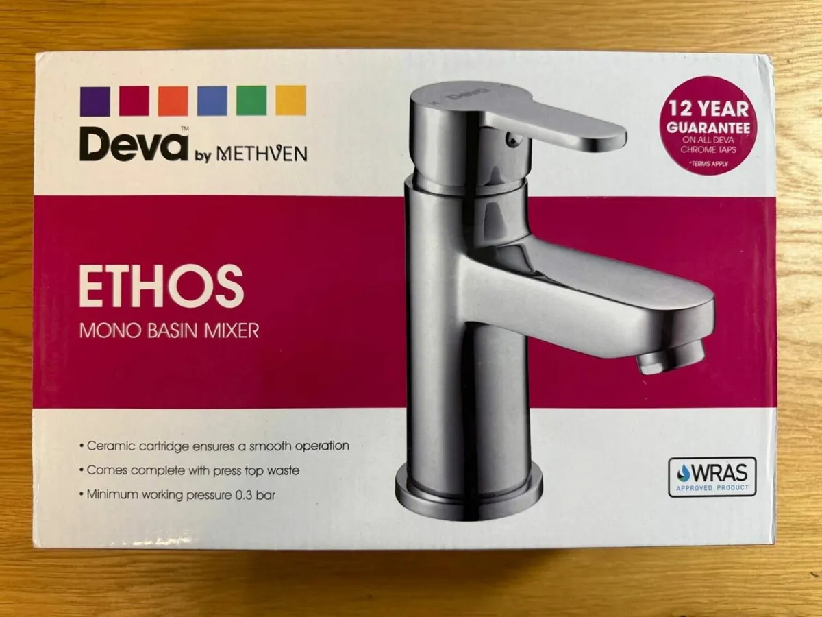 Chrome Mono Basin Mixer Sink Tap & Press Top Waste - Image 2