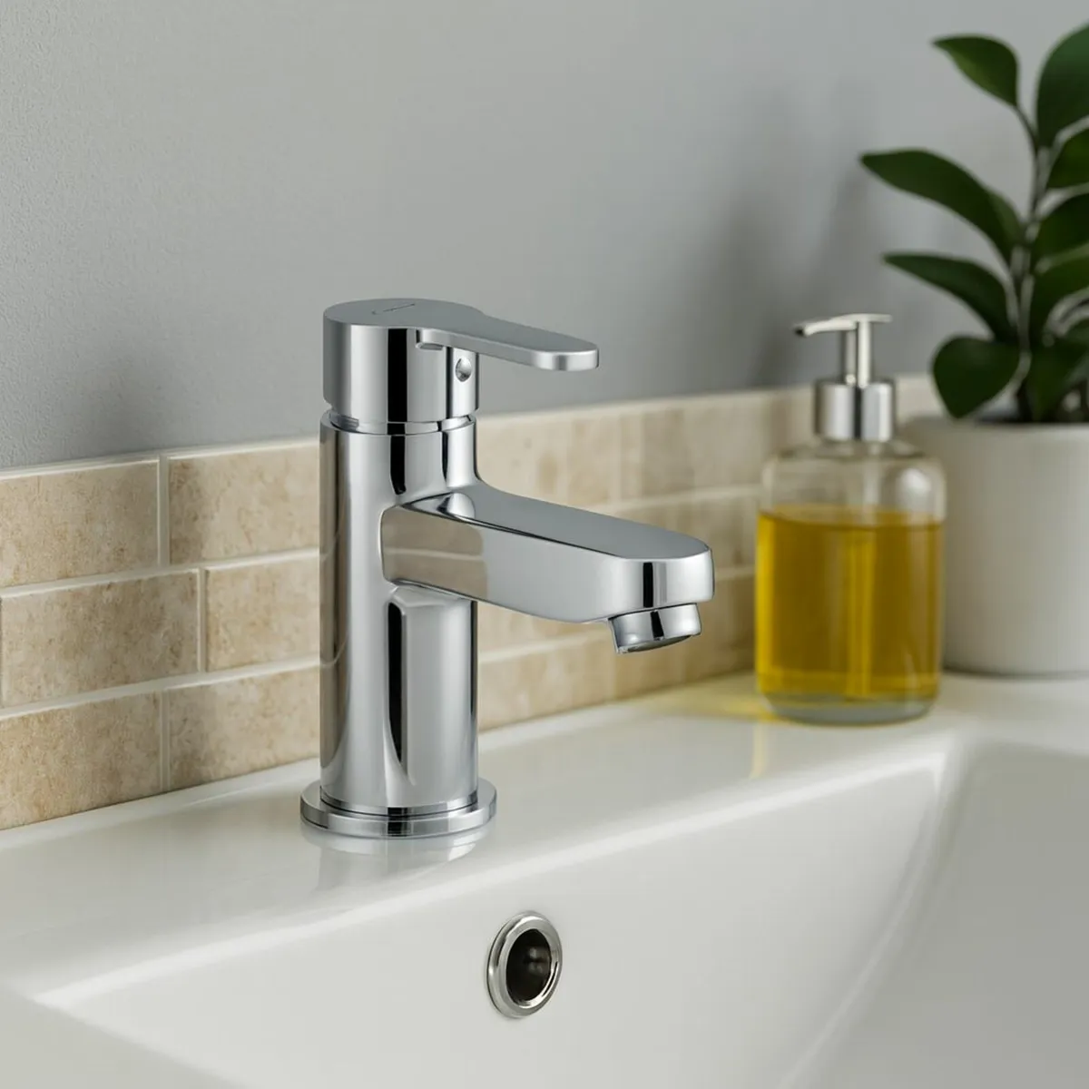 Chrome Mono Basin Mixer Sink Tap & Press Top Waste - Image 4