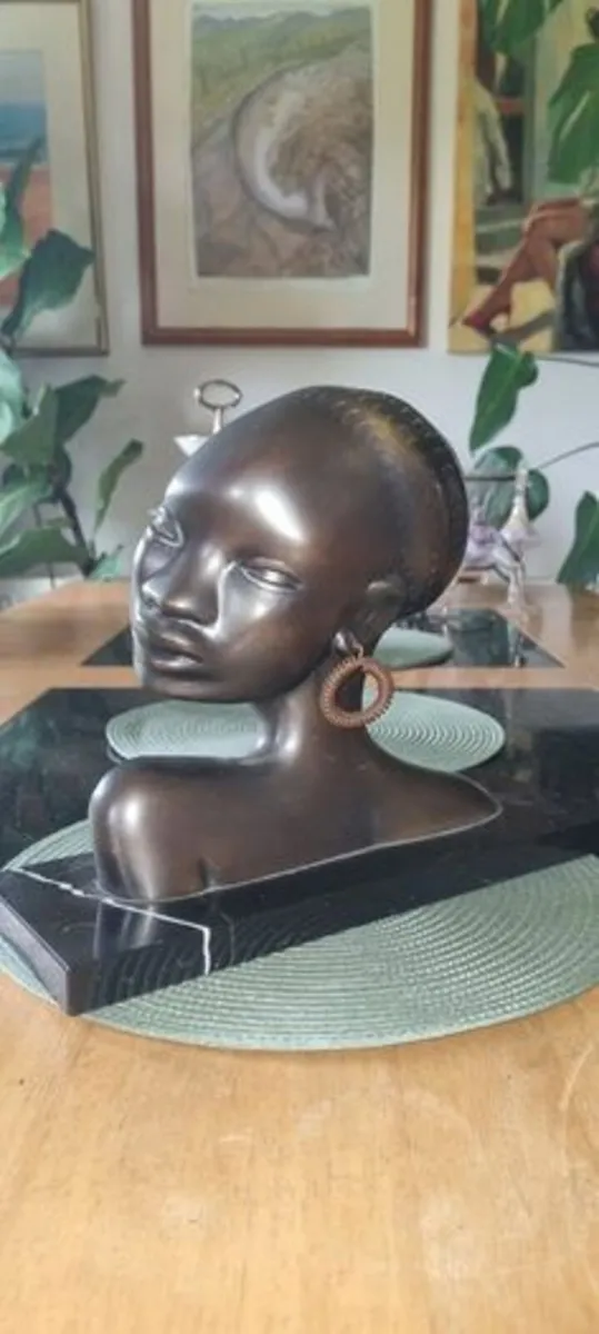 Karl Hagenauer brass bust of an African woman - Image 1