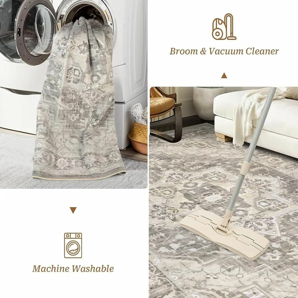 Washable Area Rug Large Boho Living Room Rugs - Image 3