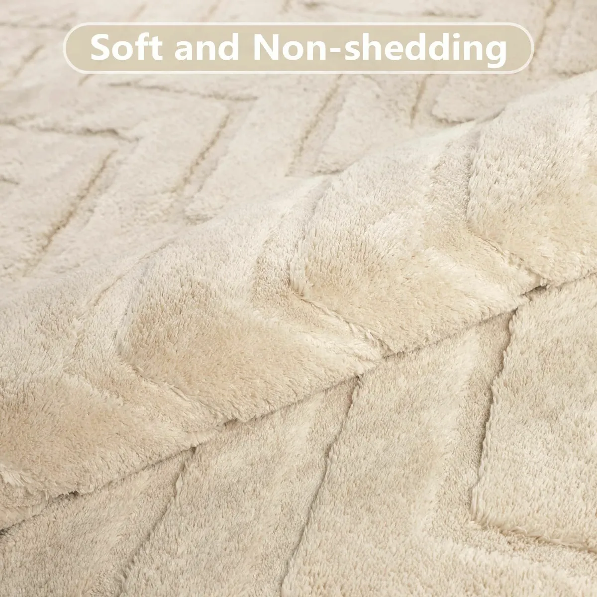 Washable Rugs Living Room Large 160x230 cm Beige - Image 3